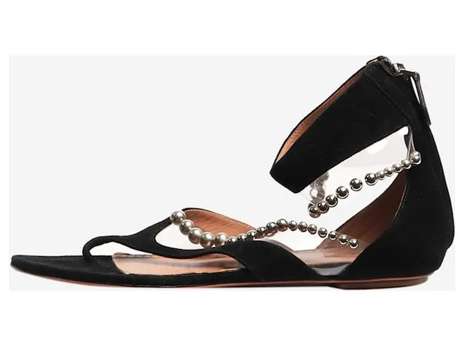 Alaïa Sandali in suede nero con perline - taglia EU 39 (UK 6)