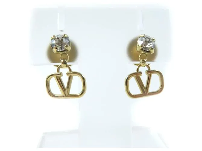 Valentino Garavani Orecchini in cristallo V Logo Swarovski Valentino D'oro Metallico
