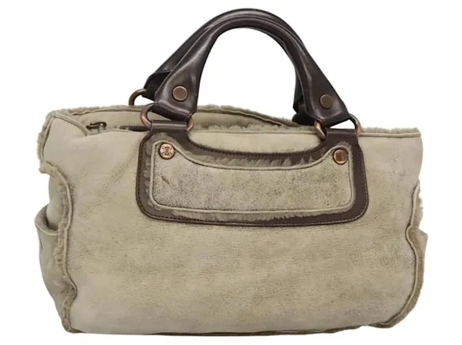 Céline Borsa a mano Boogie bag Mouton Beige Auth ar13421