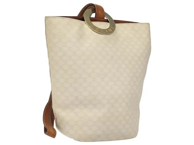 Céline Borsa a spalla in tela Macadam CELINE in PVC pelle bianca Auth 117579 Bianco