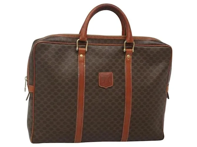 Céline Borsa a mano in tela Macadam CELINE in pelle PVC marrone oro Auth 118271 D'oro