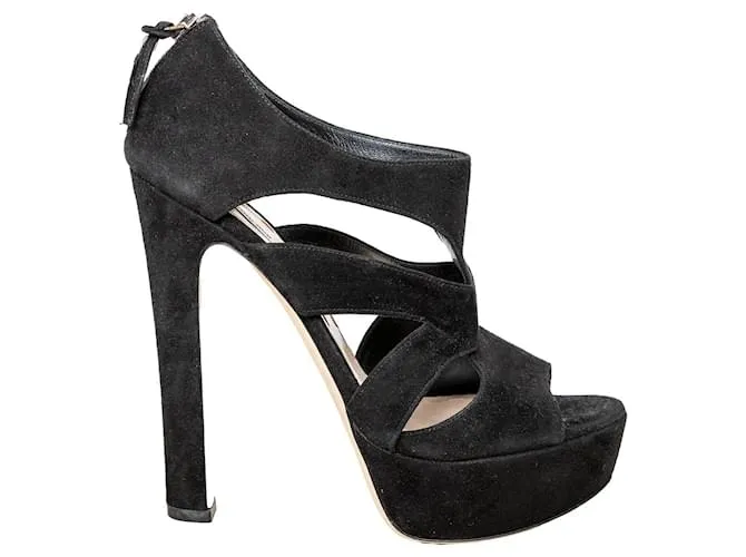 Sandali con tacco e cinturini Miu Miu Nero