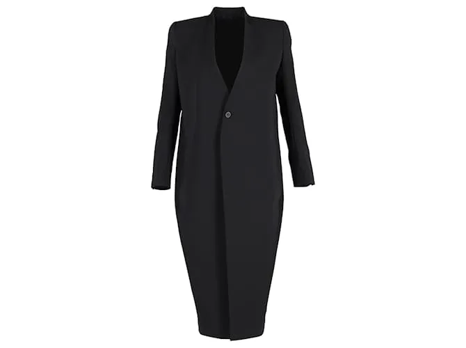 Cappotto di lunghezza media Rick Owens in lana nera Nero