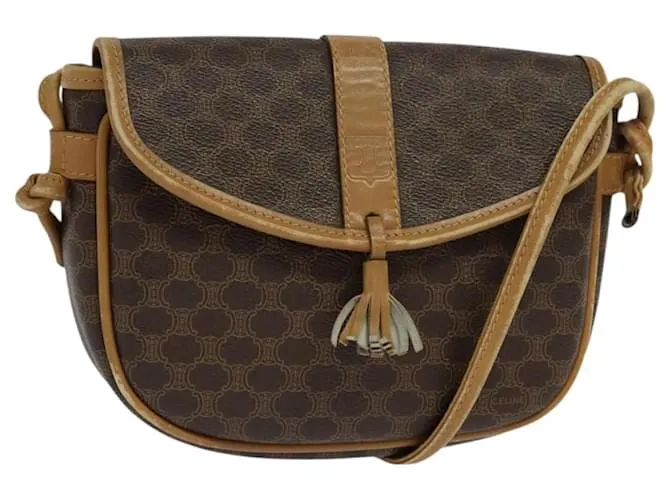 Céline Borsa a spalla in tela Macadam CELINE in pelle PVC marrone oro Auth sw330 D'oro