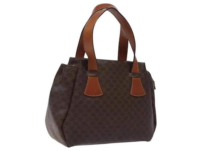 Céline Borsa a mano in tela Macadam CELINE in pelle PVC marrone oro Auth 118198 D'oro