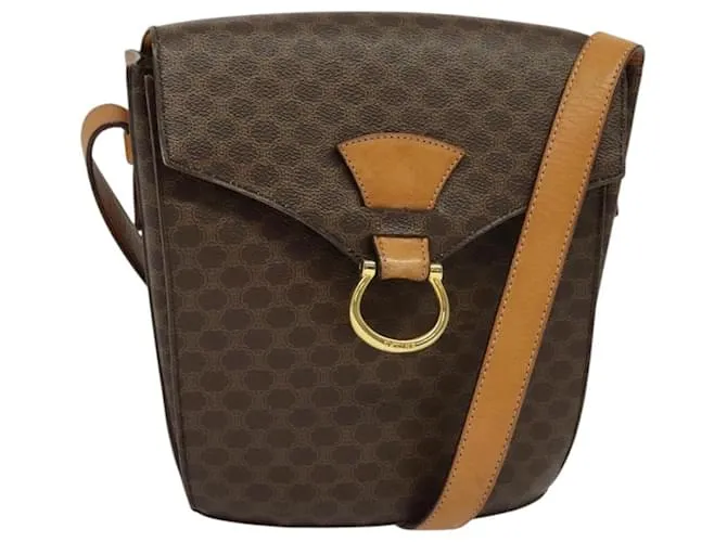 Céline Borsa a spalla in tela Macadam CELINE in pelle PVC marrone oro Auth yk17805 D'oro