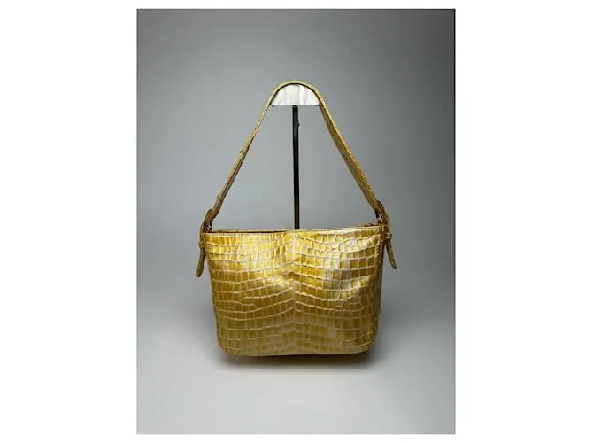 Borsa vintage in pelle verniciata con stampa coccodrillo di Givenchy dorata D'oro