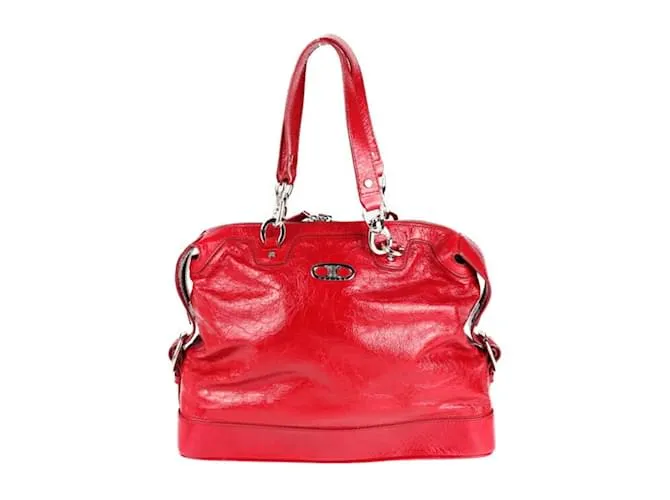 Céline Borsa a spalla in pelle verniciata rossa Celine Rosso
