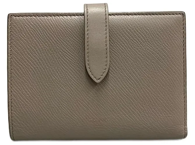 Céline Portafoglio bi-fold in pelle grigia Celine Marrone