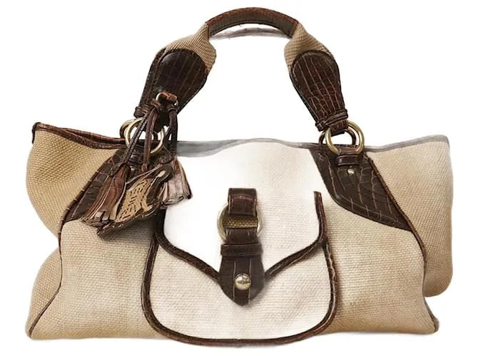 Céline Borsa a mano in canapa e pelle Celine Brown Marrone