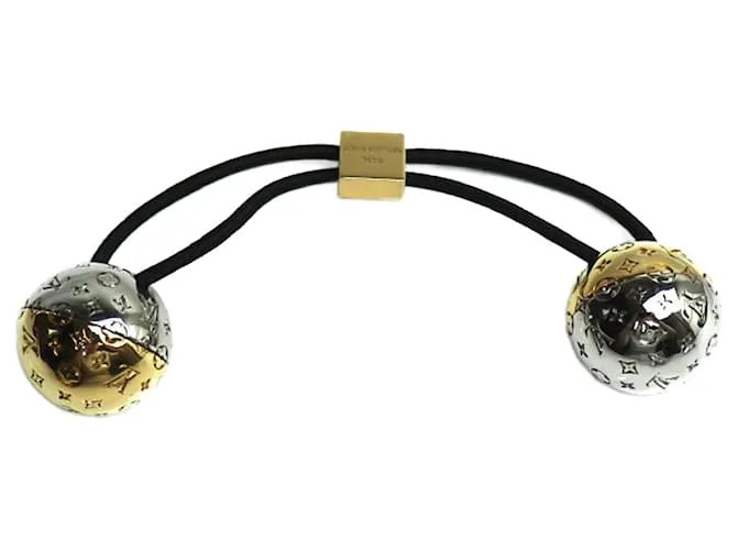 Scrunchie Elastico Metallico Louis Vuitton Nero D'oro