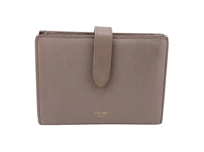 Céline Portafoglio bi-fold con tracolla media Celine in beige