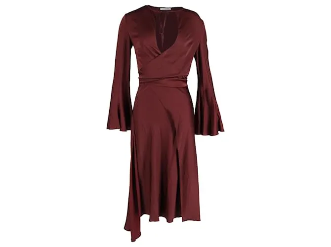 Abito a maniche lunghe Acne Studios in satin bordeaux Bordò