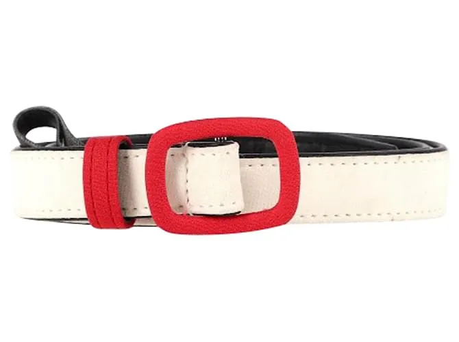 Cintura Colorblock Alessandra Rich in pelle bianca Bianco