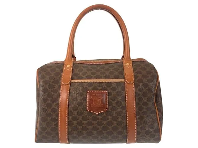 Céline Borsa a mano mini Boston Celine Macadam in PVC/Pelle M12 Metallico Bronzo