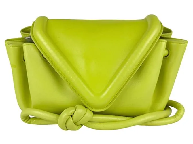 Borsa a spalla in pelle verde e gialla Bottega Veneta Giallo