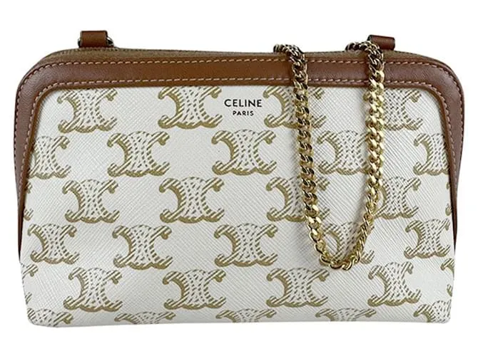 Edge Céline Borsa a Spalla Off-White di Celine Brown Marrone Bianco sporco
