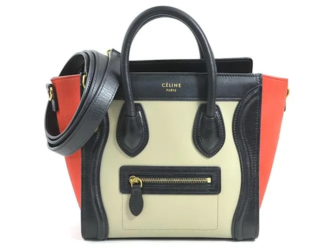 Céline Borsa a mano in pelle nubuck Celine Marrone Nero Rosso