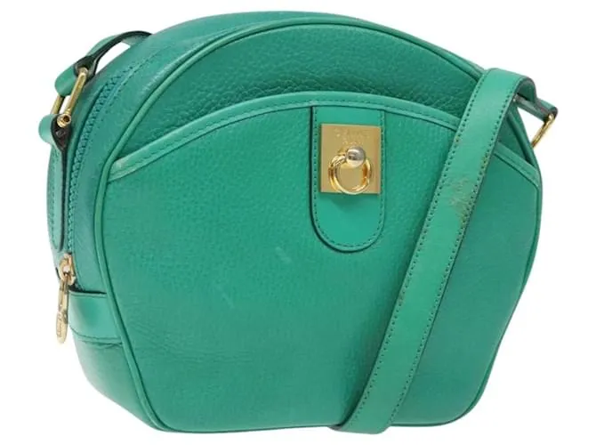 Céline Borsa a Spalla CELINE in Pelle Verde Oro Auth KD318 D'oro