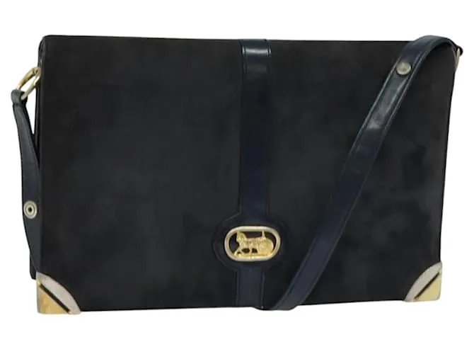 Céline Borsa a Spalla CELINE in Camoscio Blu Navy Oro Auth 118002 D'oro