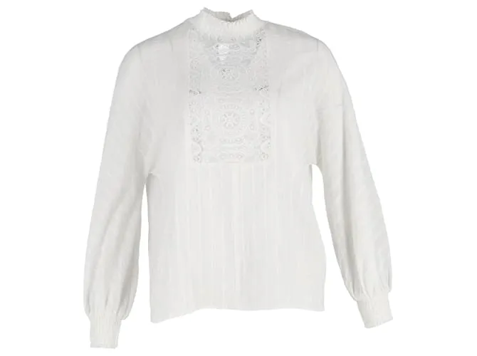 Top in pizzo arricciato Maje Lentel in cotone bianco Crudo