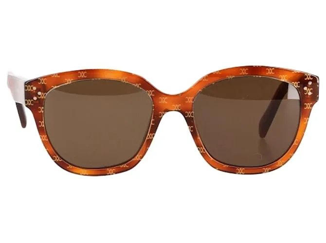 Edge Céline Occhiali da sole oversize Triomphe Monogram in acetato marrone Rosso