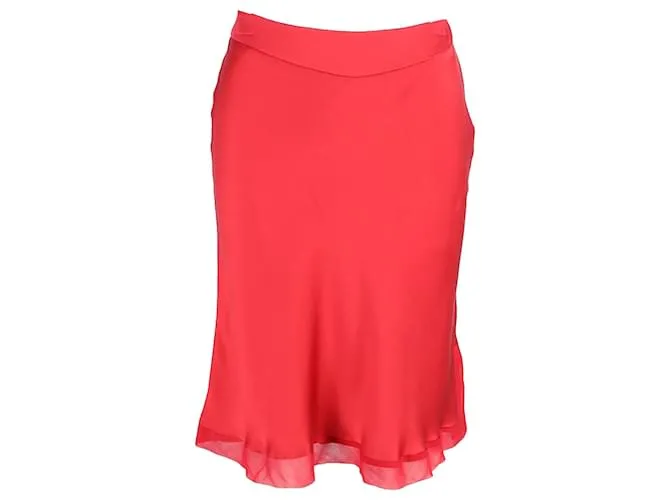 Gonna al ginocchio Alberta Ferretti in seta rossa Rosso