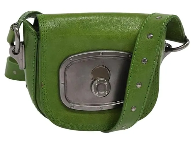 Céline Borsa a spalla in pelle verde Auth 118130