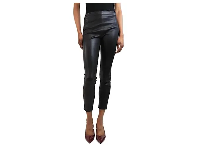 The row Pantaloni in pelle nera con zip - taglia UK 6 Nero