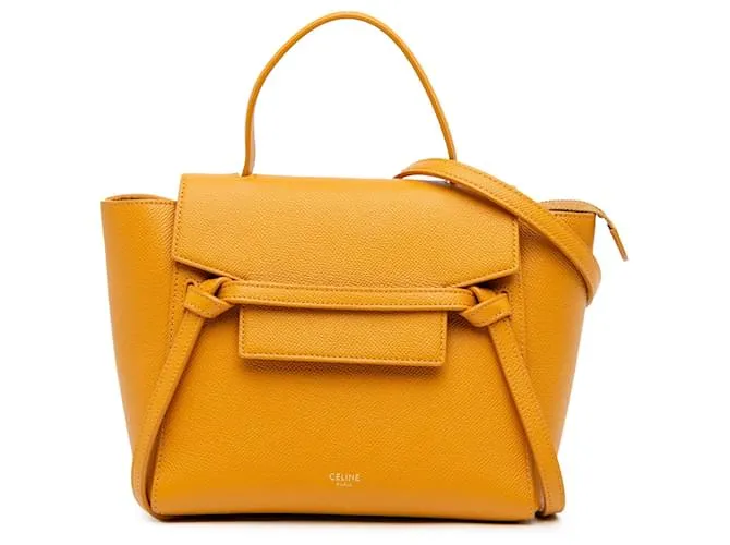 Céline Belt bag in pelle di vitello granata nano gialla Celine Giallo Senape
