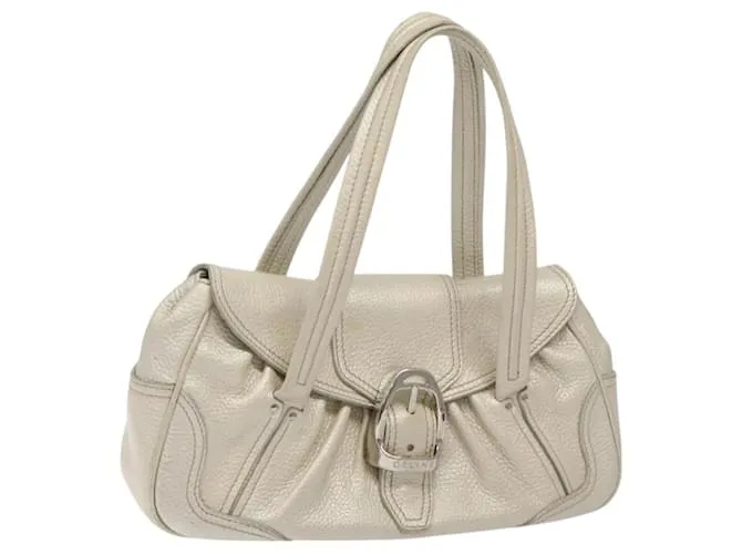 Céline Borsa a mano CELINE in pelle tono argento Auth 116558