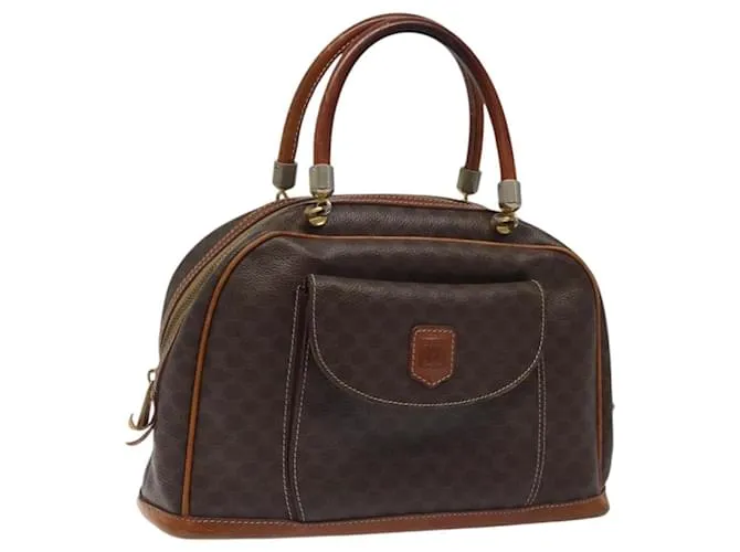 Céline Borsa a mano in tela Macadam CELINE in pelle PVC marrone oro Auth 117432 D'oro