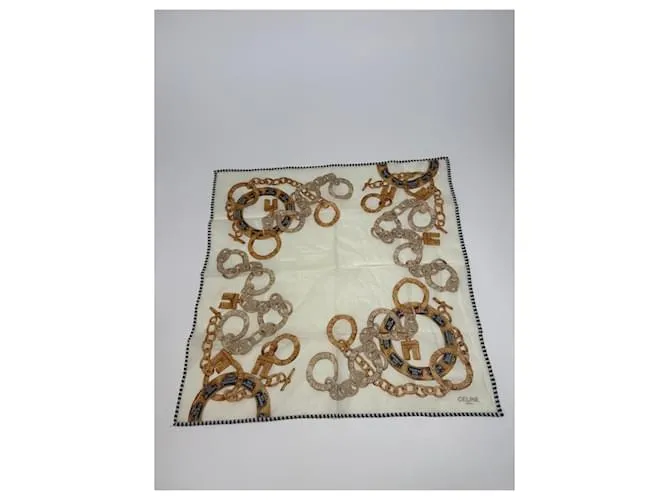 Céline Tessuto vintage Celine beige oro Bianco