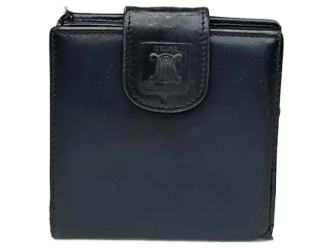 Céline Portafoglio in pelle vintage Celine Paris blu navy