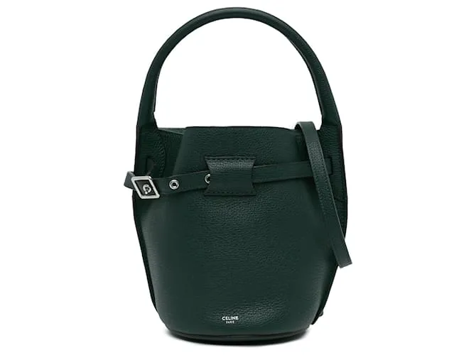 Big Bag Céline Borsa a secchiello grande in pelle nano verde Celine Verde scuro