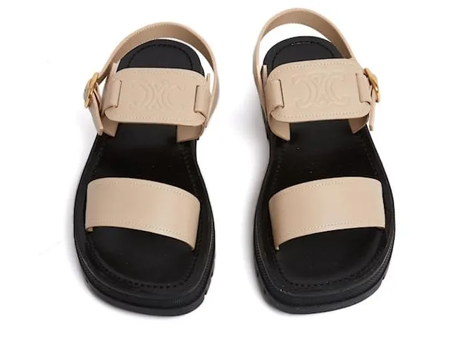 Celine 2023 Sandali Triomphe Clea EU38 Beige Sandali con Piattaforma UK5 US7.5 Céline