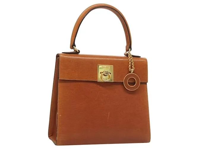 Céline Borsa a mano CELINE in pelle marrone dorato Auth ep8641 D'oro