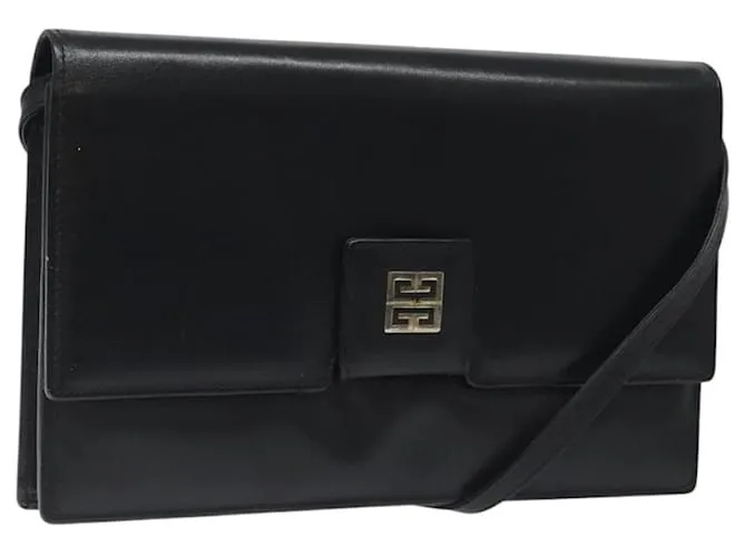 Borsa a spalla GIVENCHY in pelle nera e oro Auth bs24469 Nero D'oro