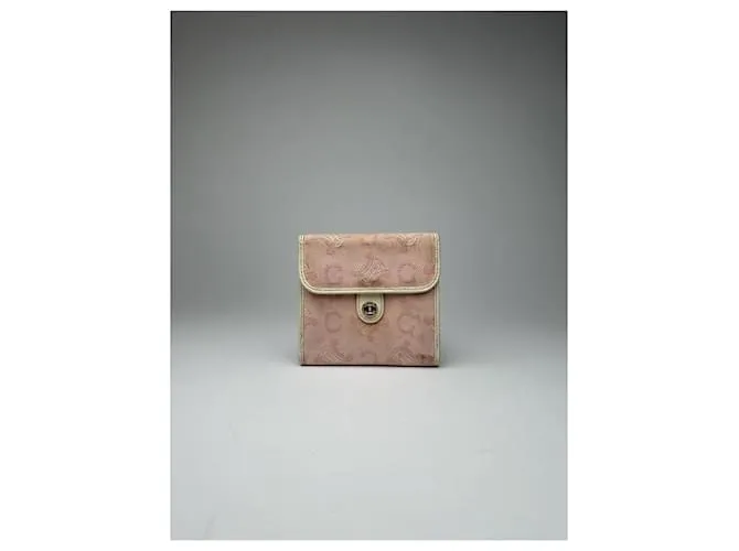 Céline Portafoglio in tela monogramma Macadam vintage Celine rosa bianco