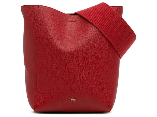 Céline Borsa a secchiello piccola in pelle rossa Celine con tracolla Rosso