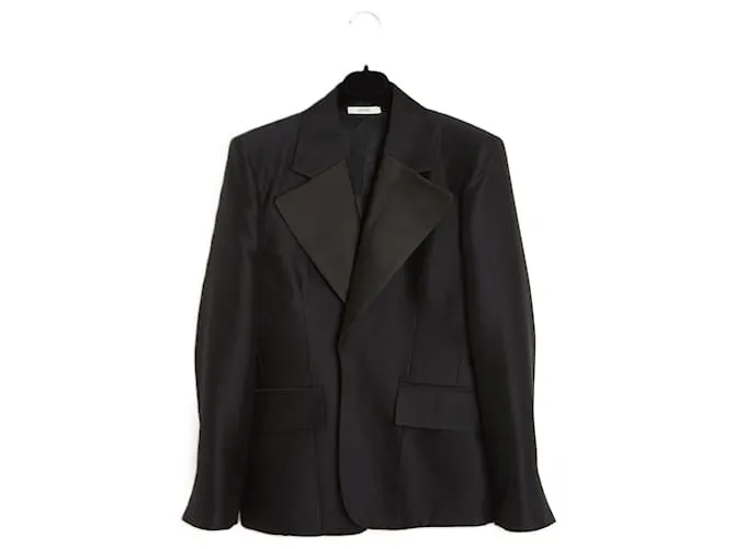 Céline 2016 Giacca Smoking FR42 Nera Senza Bottoni Giacca Voluminosa UK14 US12 Celine Nero