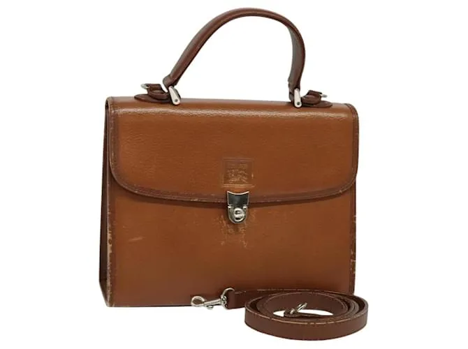 Autre Marque Borsa a mano in pelle Burberrys 2 vie marrone Auth BA1155