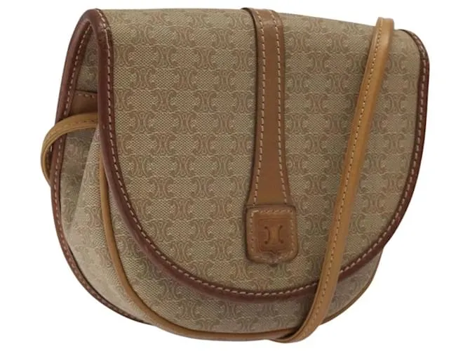 Céline Borsa a spalla in tela Macadam CELINE PVC beige oro Auth BA1292 D'oro