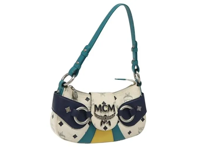 Borsa a spalla MCM Logogram Vicetos in pelle PVC bianca Auth 116317 Bianco