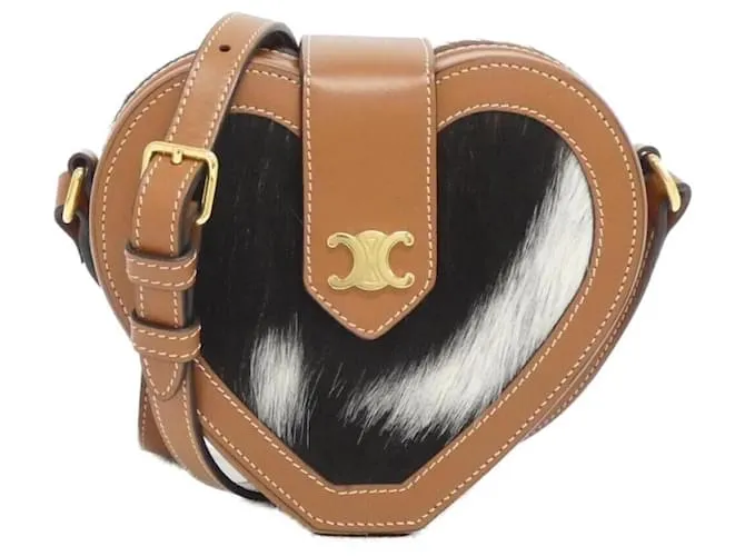 Céline Borsa a Spalla Celine HEART TAMBOUR Marrone Nero Bianco