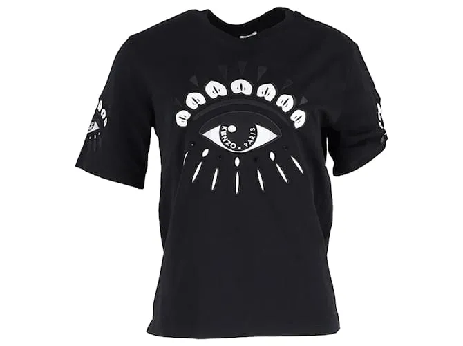 T-shirt ricamata Kenzo in cotone nero