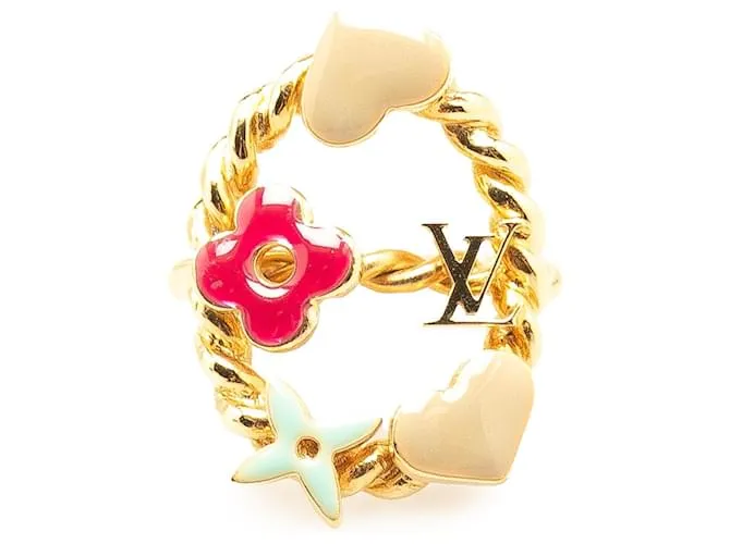Anello Monogram Sweet Berg in oro placcato e smalto Louis Vuitton D'oro