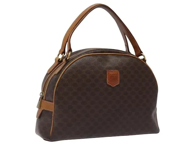 Céline Borsa a mano in tela Macadam CELINE in pelle PVC marrone oro Auth 119983 D'oro