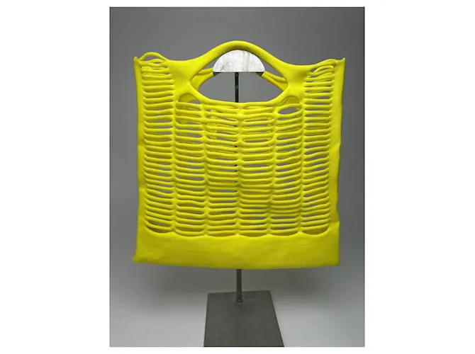 Borsa in cotone vintage Issey Miyake gialla Giallo