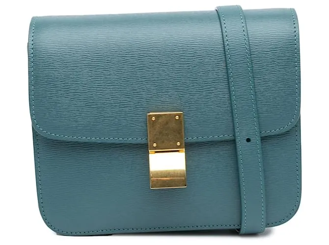 Classic Box Céline Celine Blu Teen Pelle di Vitello Scatola Classica